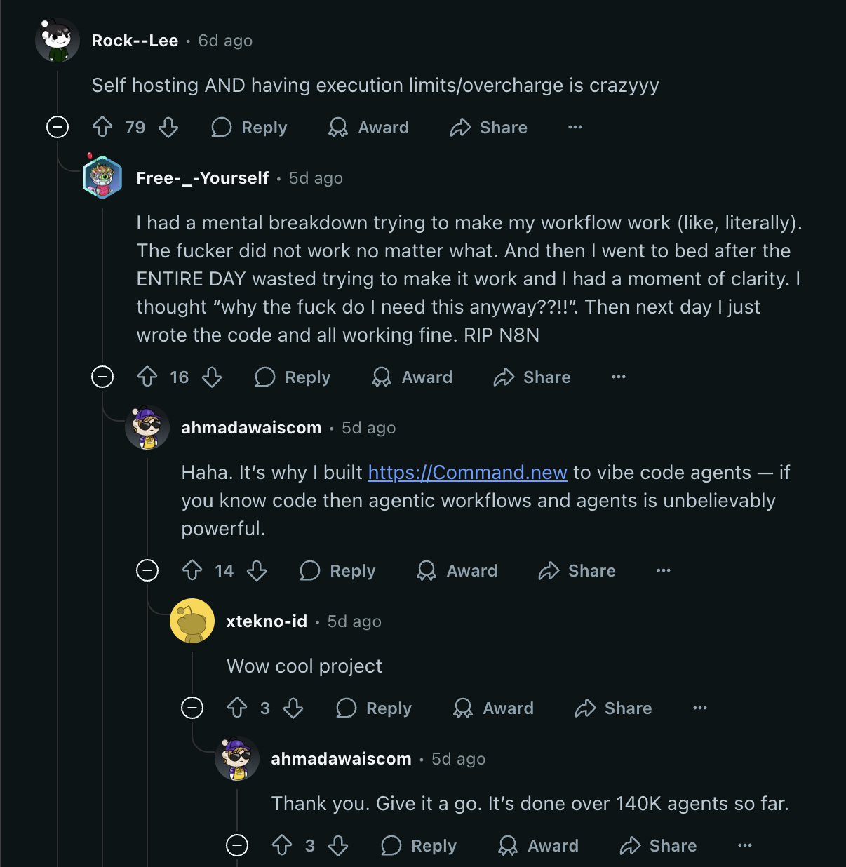 Reddit post about n8n price update and how users react