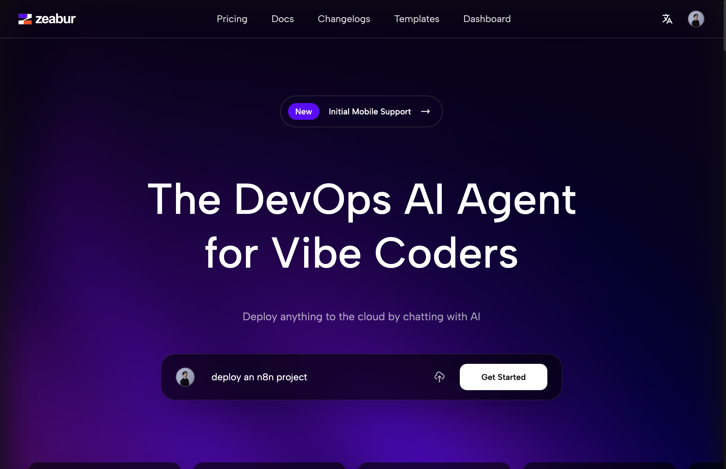 Screenshot of how user deploy project via Zeabur Agent