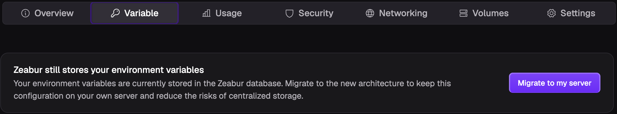 Migrating all environment variables to your Dedicated Server from the Environment Variables page