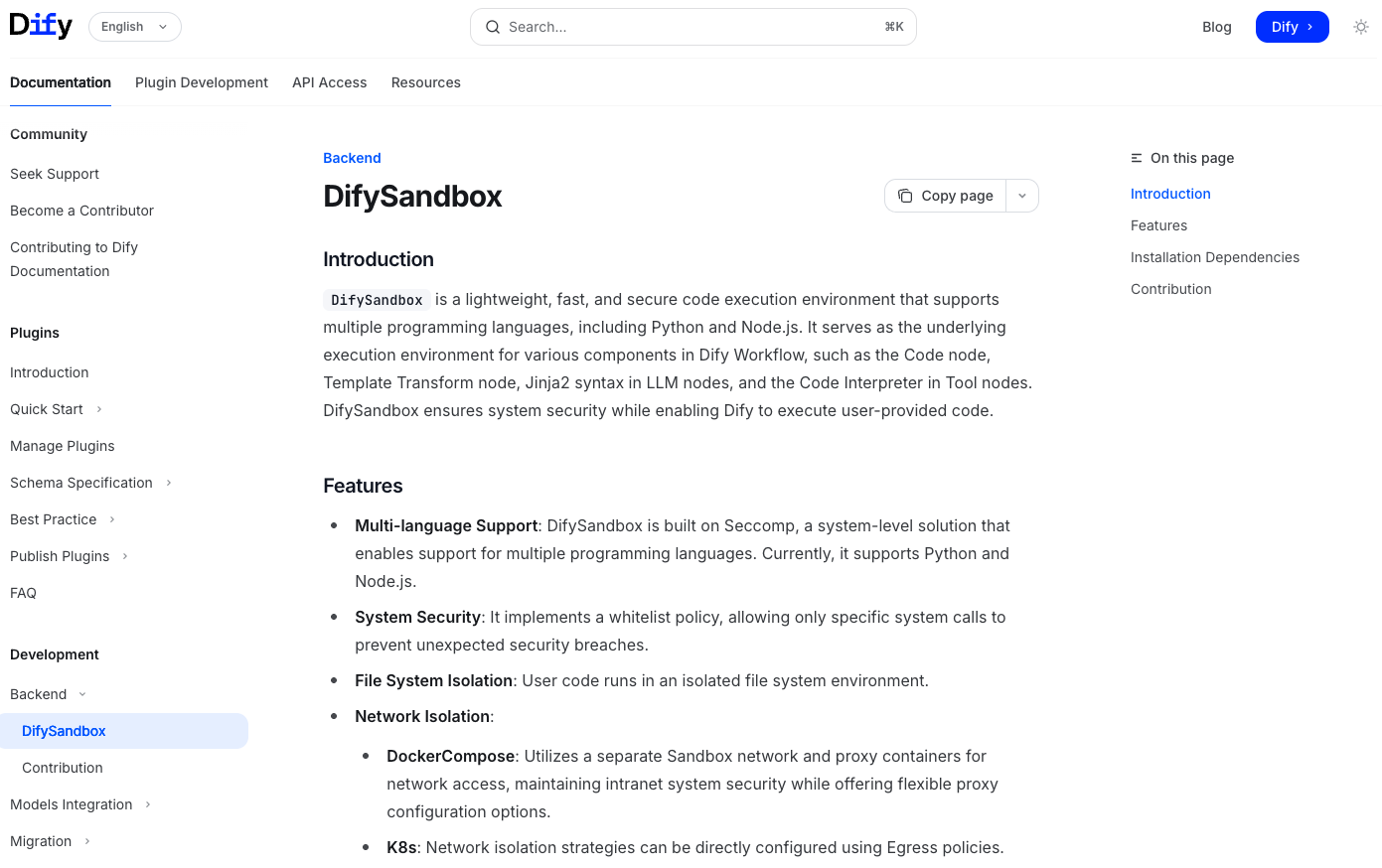 Dify Sandbox Introduction Page