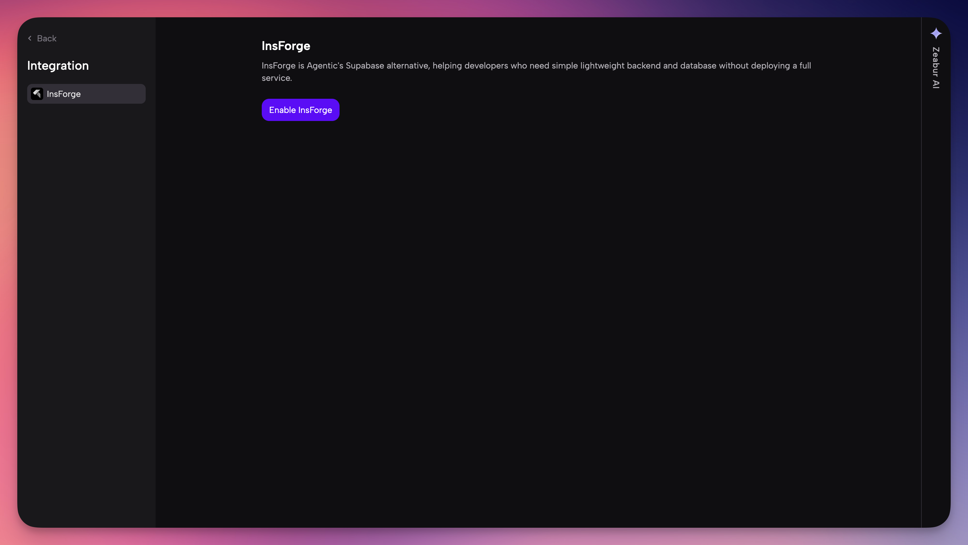 Enable Insforge button