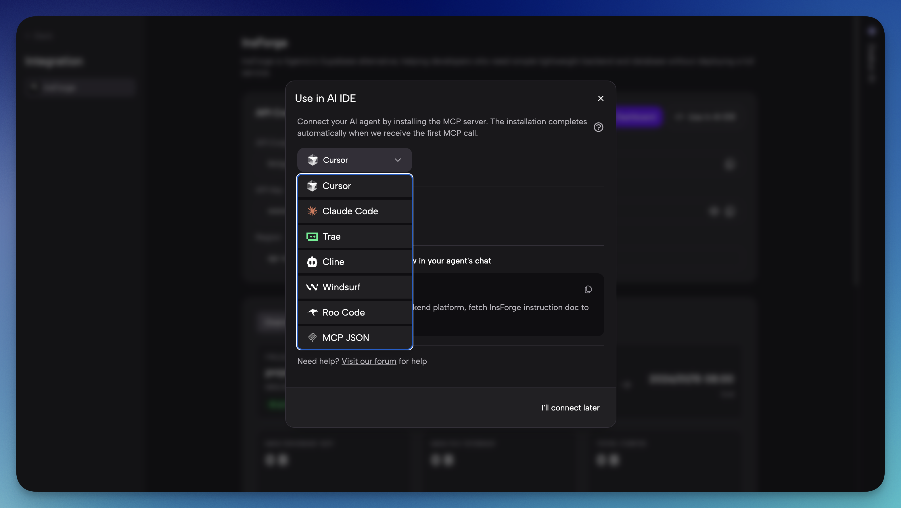 one click use insforge