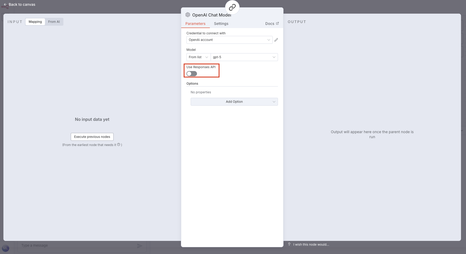 關閉 Use Responses API