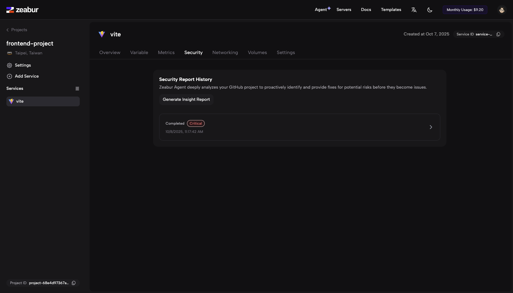 Security Report Feature Overview